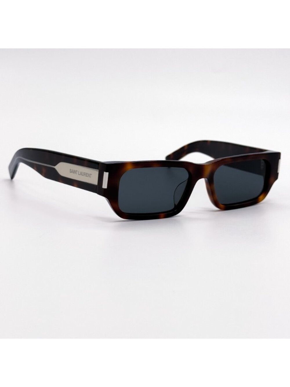 NEW SAINT LAURENT SUNGLASSES SL660F 002 UNISEX SQUARE HAVANA/GRAY EYEWEAR SL660 - Picture 4 of 8